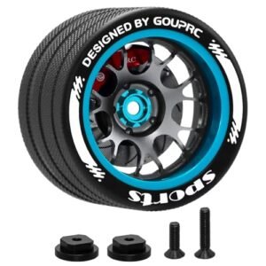 GOUPRC Upgrade Metal RC Hand Wheel Remote Control Steering Wheel with Brake Disc Brake Caliper Compatible with SANWA MT4 MT5 M12 M17 Flysky NB4Series WFLY X9Series RC Remote Control Blue