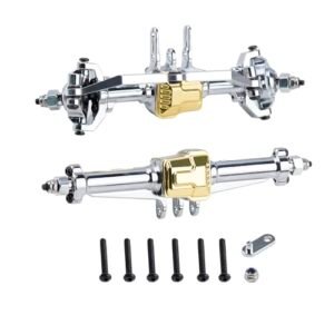 TRX4M Portal Axle Kit Front Rear Axle Housing with Brass Axle Cover CNC Aluminum Axles for 1/18 Trx4m scx10 D90 D110 RC Crawler Upgrade Set Silver Huntsville RC Hobbies