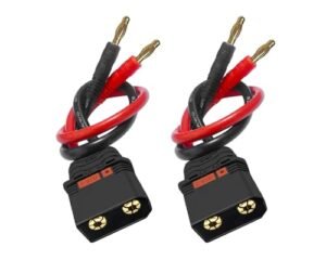 BABUVYA 2 Pack QS8 Charge Lead to 4mm Bullet Banana Plug 8inch Length 10AWG Silicone Charger Cable Compatible with New Bright RC Lithium Ion Battery Charger