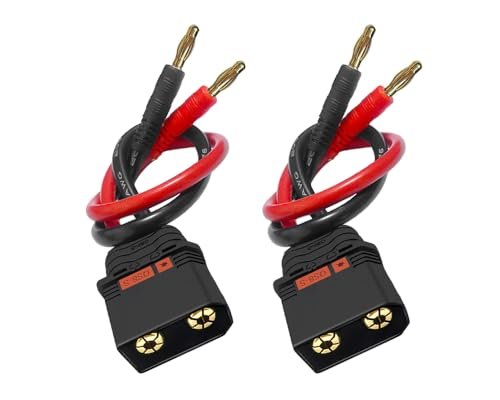 BABUVYA 2 Pack QS8 Charge Lead to 4mm Bullet Banana Plug 8inch Length 10AWG Silicone Charger Cable Compatible with New Bright RC Lithium Ion Battery Charger