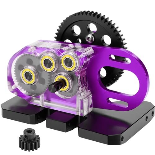 EPINON Acrylic LCG 2.Low Transmission Overdrive Gearbox with Skid Plate and 15T Motor Gear for Skid Motors RC Drift Car 1/10 AXIAL SCX10 I II DIY Upgrade Accessories Purple