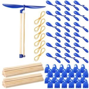 Leyndo RC Helicopter Kit with Camera 24 Set DIY STEM Activity 6 Inch Plastic Propeller Blades Rubber Band Wood Sticks for Airplanes and Helicopters