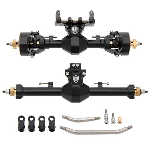 MEUS RACING SCX24 Axles Isokinetic 3 Section CVD 52 Degree Max Steering Angle 5mm Widened RC Axles for Axial SCX24 Deadbolt C10 JLU Gladiator Bronco 1/24 RC Crawler Front and Rear Black