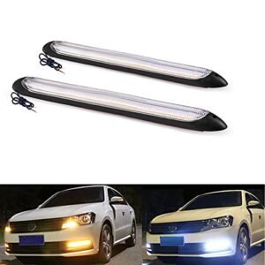 GZRUICA Most Expensive RC Excavator with Advanced LED Daytime Running Light 10.83In DRL Waterproof Sequential Flowing Turn Signal Lamp Universal for Most Cars White Amber Switchable Black 27.5cm 2PCS
