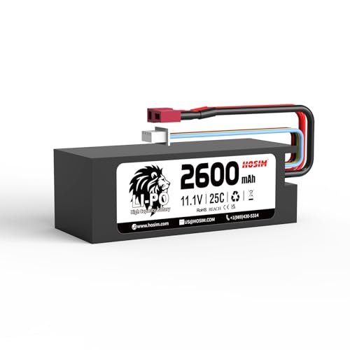 Hosim 11.1V 25C 2600mAh 3S RC Lipo Battery F22-DC with JST-XH-4P T-Plug for X17 X25 X27 1/8 Scale Racing High Speed RC Cars RC Models