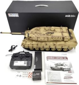LOCHE Remote Control Tank, 1/16 2.4G German Leopard 2A7 Main Battle Tank RC Military Vehicle Model Set with Lights Sounds, RC Army Tank RC Military Tank Model Great Gift Toy (Basic Version)