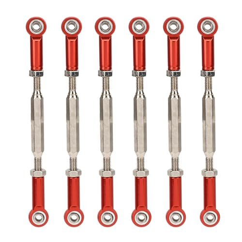 VGEBY 6Pcs Aluminum Alloy Adjustable Turnbuckle Rod Linkage Upgrade Part for Giant Scale RC Plane Plans and 1/10 Scale RC Cars Red