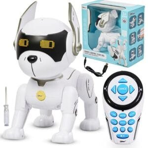 Top Race Top RC Robot Dog Interactive STEM Toy with Gesture Control and Adventure Modes Rechargeable White