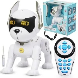Top Race Top RC Robot Dog Interactive STEM Toy with Gesture Control and Adventure Modes Rechargeable White
