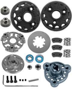 Rcarmumb RC Upgrades Part for 1/10 Slash 2WD (VXL),Rustler/Stampede/Bandit 2WD VXL XL-5，Tough Nylon 48P 76T Spur Gear 2pcs w/ 25T 27T,Slipper Clutch,Slipper Rebuild Kit Pressure Plate,Titanium