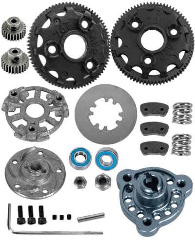 Rcarmumb RC Upgrades Part for 1/10 Slash 2WD (VXL),Rustler/Stampede/Bandit 2WD VXL XL-5,Tough Nylon 48P 76T Spur Gear 2pcs w/ 25T 27T,Slipper Clutch,Slipper Rebuild Kit Pressure Plate,Titanium