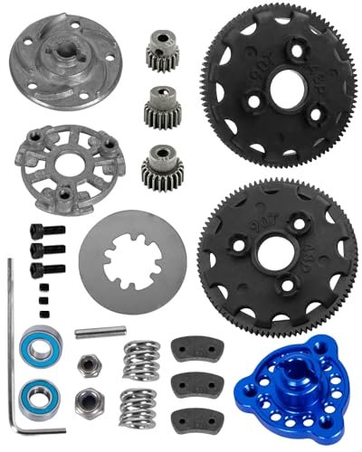 Traxxas 90T 48P Spur Gear with 17T 19T 21T Pinions Gear and Slipper Clutch Upgrade Kit for 1/10 Slash Rustler Stampede Bandit 2WD VXL Models