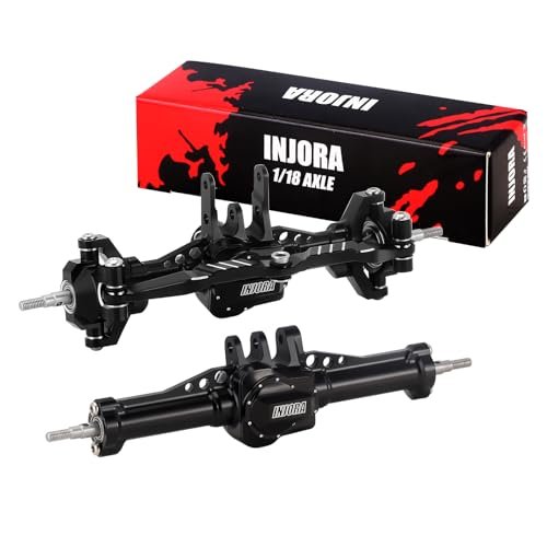 INJORA CNC Aluminum RC Crawler Portal Axles Set 47g Front 38g Rear Stock Length for TRX4M Upgrade