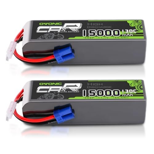 OVONIC 3S LiPo Battery 15000mAh 11.1V 130C for RC Hydraulic Bulldozer with EC5 Connector 2 Pack