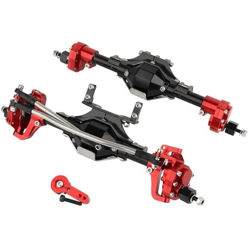 RZXYLRC Axle Metal Complete Front and Rear Portal Axle with Gears Shaft for 1/10 RC Crawler Car Axial SCX10 SCX10 II 90046 90047 CNC Upgrade Parts Perfect for RC Delta Jet Enthusiasts