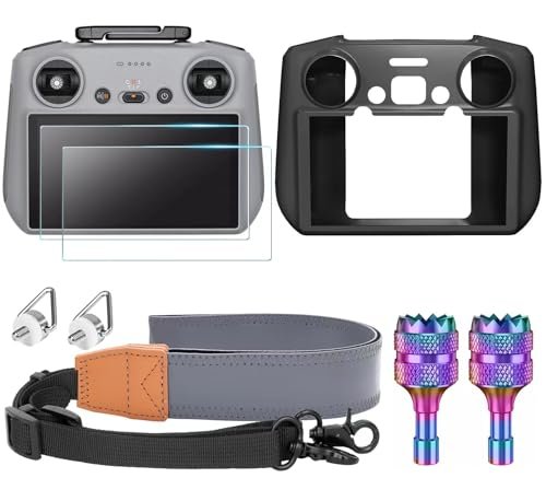 Betschkim [4 in 1] Mini 4 Pro Accessories for DJI RC 2, Matte Glass Screen Protector + Neck Lanyard Strap + Controller Silicone Protection Cover for DJI Mini 4 Pro Accessories (4 IN 1)