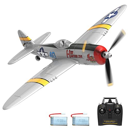 FLTTAIN RC Airplane Radio Systems 4CH Remote Control P47 Ready to Fly with Xpilot Stabilization for Beginners 76116 RTF