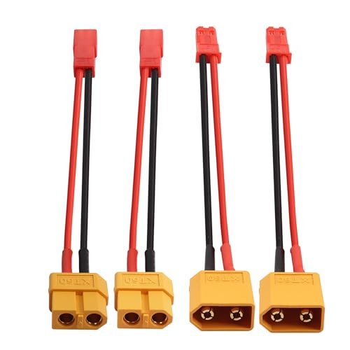 YACSEJAO 2Pair XT60 Plug to JST Adapter Cable 22AWG JST to XT60 Male to Female Socket RC LiPo Battery Charging Connector for Model Batteries RC FPV Racing Drone Multicopter, 10cm