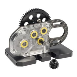 AMK Transparent 2Low Differential Gearbox 1 10 Scale RC Body LCG Transmission 2 Speed with Overdrive Gear Box for RC Crawler Axial SCX10 II Pro Capra Element Gspeed DIY Chassis Carbon Fiber