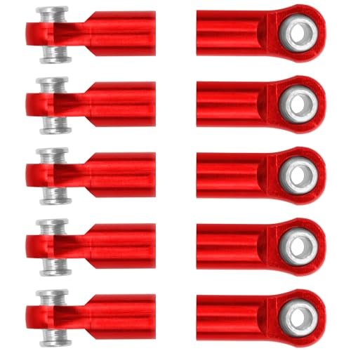 ShareGoo 10Pcs M4 Ball Joint Tie Rod End 4mm Thread for RC Nitro Car Fuel Vehicles Arrma Kraton Senton Axial SCX10 Traxxas 1/10 Scale Models Red