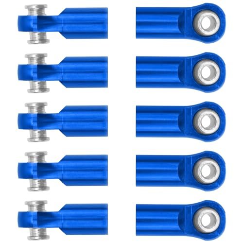 ShareGoo 10Pcs M4 Ball Joint Tie Rod End 4mm Thread for Head Tracking FPV RC Car Arrma Kraton Senton Axial SCX10 Traxxas 1/10 Scale Models Blue