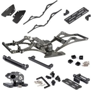 Linsvirgo 1/10 H3 RC Frame LCG Chassis Kit, 9 in 1 Gloss Carbon Fiber LCG Frame Girder with Gearbox Cab Hinge Fit for 1/10 RC Crawler Axial SCX10 I II Capra Cheater Rigs Upgrades - Black