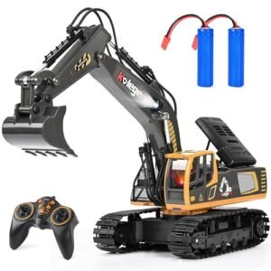 Kolegend 11 Channel Remote Control Excavator Toy for Boys Alloy Shovel Light RC Trucks Construction