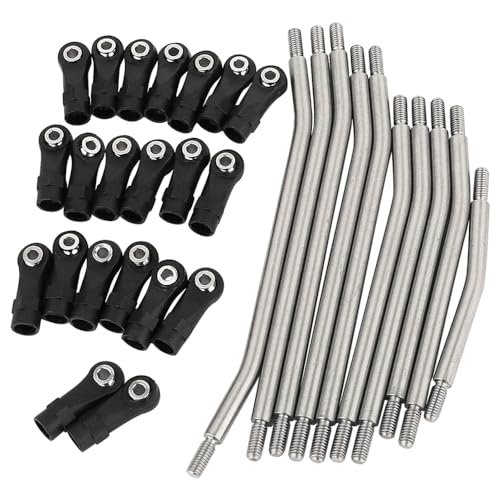 RZXYLRC 313mm Wheelbase 10Pcs Stainless Steel Link Rod Linkage Set for 1/10 Scale RC Crawlers Axial SCX10 II AX90046 AX90047 Upgrade Parts
