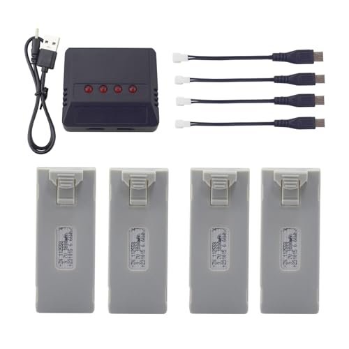 Sea Jump 4PCS 3.7V 1800mAh Lithium Battery with 4in1 Charger for E88 E99 E525 K3 S1 P1 P8 E88PRO E88MAX E99PRO P5PRO RC Drones
