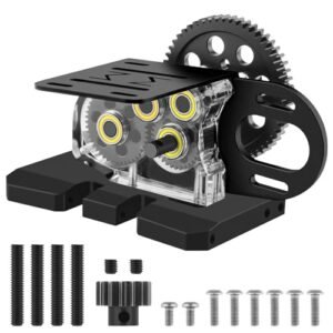 Byron's RC Fuel Compatible RCBOYZ CNC 2Low Gearbox Middle Transmission Overdrive Gear with Tray for 1/10 RC Crawler Axial SCX10 II III 90046 Capra TRX4 Upgrades Black