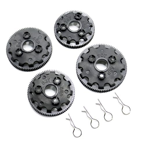 Mesimsple Plastic Rustler 2WD Spur Gear Set 90t 86t 83t 76t 48P with Body Clips for Exceed RC Body Shells and 1/10 2wd Slash Bandit Stampede VXL Transmission Gears Upgrade Parts