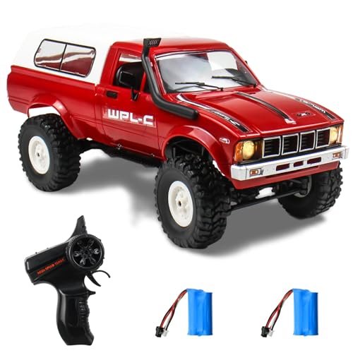 Losbenco 1 16 Scale 4x4 RC Trucks WPL C24 All Terrain Remote Control Rock Crawler with LED Lights and Two Batteries