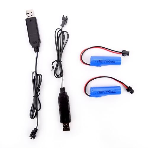TessellateStore 3.7V Li Ion 800mAh SM 2P Rechargeable Battery Charger with 1 Battery and 1 Charger for RC Remote Control Cars and Toy Cars