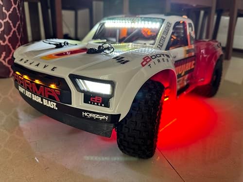 Arrma Mojave 4s 1/10 Scale RC Truck Wheels and Tires with Orange UnderGlow LED Lights Kit Plug and Play