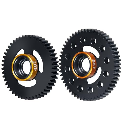 BRKRC 48P 48T and 55T Set 40CR Steel Spur Gear RC Rally Wheels and Tires for Tra 1/16 E Revo Rally Slash Summit