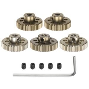 uxcell 64P Pinion Gear Set for Enhanced RC Step Response 3.175mm Shaft 46T to 50T Aluminum Alloy Motor Gears 5pcs