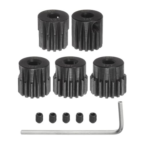 uxcell 48P Pinion Gear Set 3.175mm Shaft 13T 14T 15T 16T 17T Motor Gears Hardened Steel Spur Pinion Gear with Step for RC Willey Sectional Couches RC Car Truck 5pcs