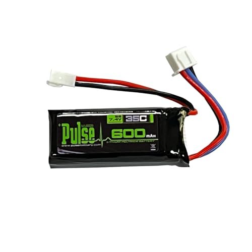 Pulse 600mah 2S 7.4V 35C LiPo Battery Molex 51005 for RC Pulse Jet Compatible with Furitek Fury FX118 HobbyPlus CR18P EVO FMS FCX24 K5 FMS FCX24 Smasher V