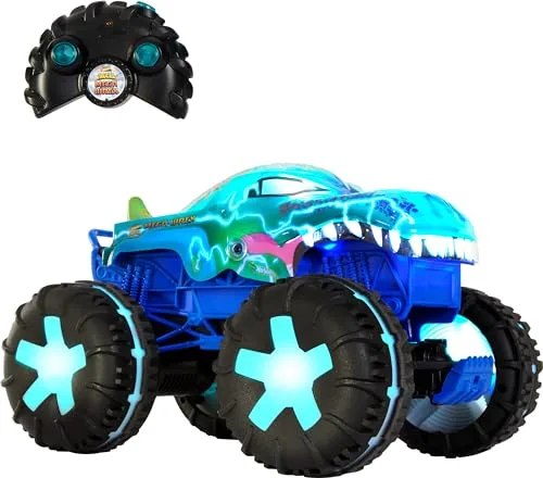 Hot Wheels RC Monster Truck Mega Wrex Alive 1 15 Scale Remote Control Toy with Interactive Lights and Sounds