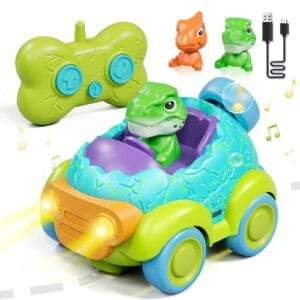 Lehoo Castle Rechargeable RC Cars with Neon Lights Dinosaur Remote Control Toy for Toddlers Ages 2 3 4