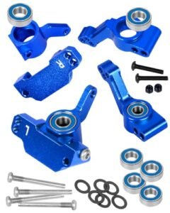 RCMYou RC Aluminum Caster Block Steering Blocks Rear Stub Axle Carriers for 1/10 Slash Stampede Rustler VXL 2WD Nitro Slash with Bearing Navy Blue Perfect for RC Airplanes Crashing
