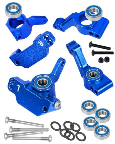RCMYou RC Aluminum Caster Block Steering Blocks Rear Stub Axle Carriers for 1/10 Slash Stampede Rustler VXL 2WD Nitro Slash with Bearing Navy Blue Perfect for RC Airplanes Crashing