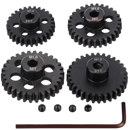 JIECHUN 4PCS M1 5mm Shaft Hole 28T 29T 30T 31T Steel Pinion Motor Gear for Aston Martin Vulcan RC Car Brushed Brushless Motor