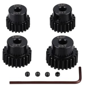 HobbyPlus 4pcs RC Trainer ARF Motor Pinion Gear Set 48DP 3.175mm 20T 21T 22T 23T for 1/10 Scale RC Cars
