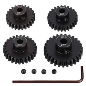 JIECHUN 4PCS M1 5mm Shaft Hole 24T 25T 26T 27T Steel Pinion Motor Gear for BMW M1 RC Car Brushed Brushless Motor