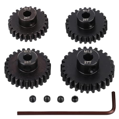 JIECHUN 4PCS M1 5mm Shaft Hole 24T 25T 26T 27T Steel Pinion Motor Gear for BMW M1 RC Car Brushed Brushless Motor