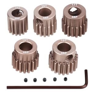 JIECHUN 48DP Pinion Motor Gear Set 15T 16T 17T 18T 19T Premium 7075 Aluminium Alloy for RC Model Aeroplane Plans with 5mm Shaft