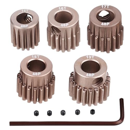 JIECHUN 48DP Pinion Motor Gear Set 15T 16T 17T 18T 19T Premium 7075 Aluminium Alloy for RC Model Aeroplane Plans with 5mm Shaft