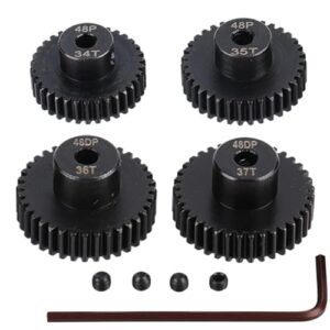 JIECHUN Metal Steel 48P Pinion Gear Set for RC Willey TV Stands with Fireplace Compatible Motors 34T 35T 36T 37T 3.175mm Shaft