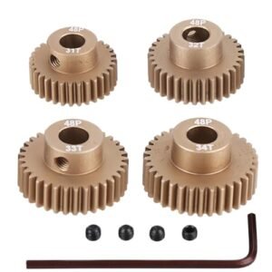 JIECHUN 48DP Pinion Motor Gear Set 31T 32T 33T 34T Premium 7075 Aluminium Alloy for RC Willey Dressers 1/10 RC Model with 5mm Shaft